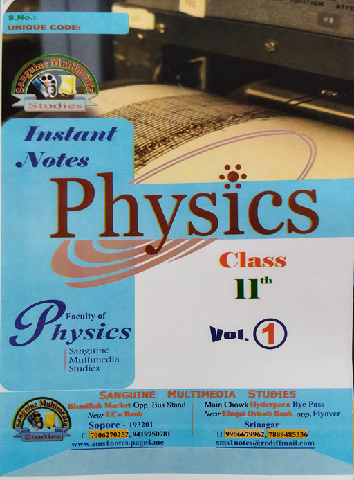 Instant Notes - Physics Class 11th 2 Volumes